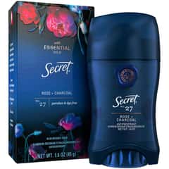 Secret 48 HR Invisible Solid Antiperspirant, Rose + Charcoal (2020 formulation)