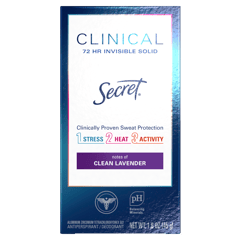 Secret Clinical Strength Antiperspirant Invisible Solid, Clean Lavender (2019 formulation)