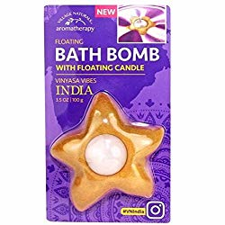 Village Naturals Aromatherapy,  Floating Bath Bomb with floating candle  (2020 formulation)