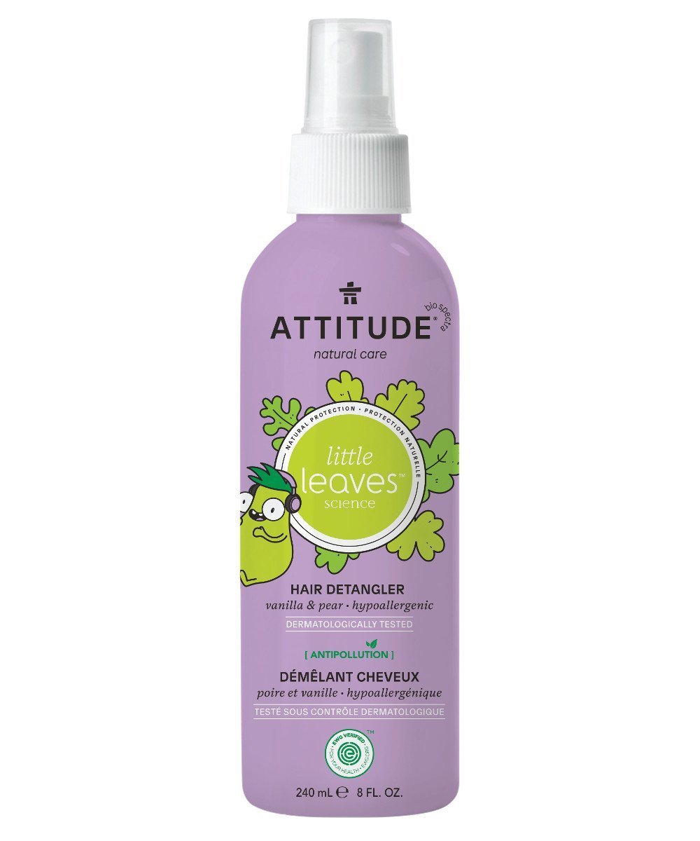ATTITUDE Natural Care Little Leaves Science Hair Detangler, Vanilla & Pear