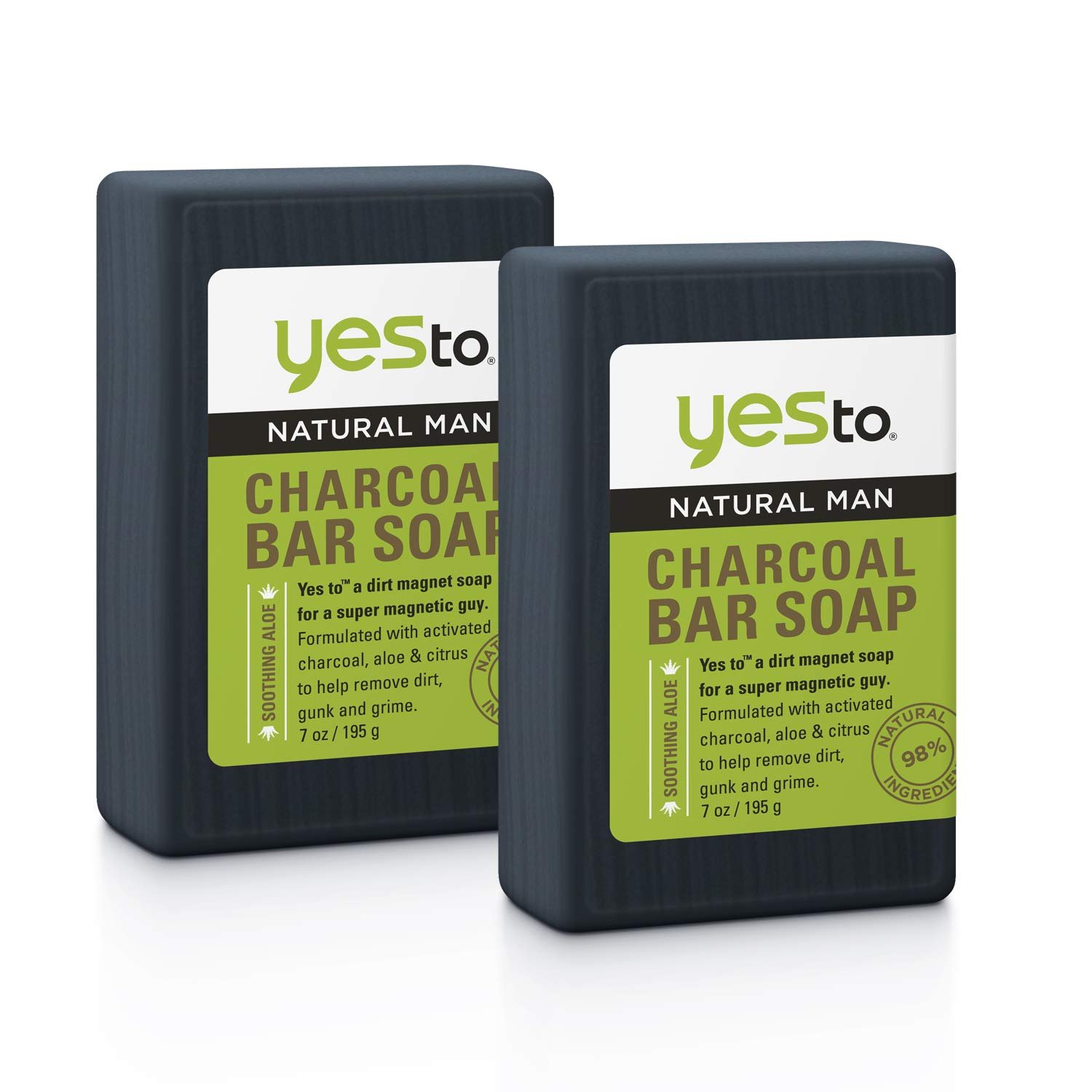 Yesto Natural Man Charcoal Bar Soap, Soothing Aloe (2019 formulation)