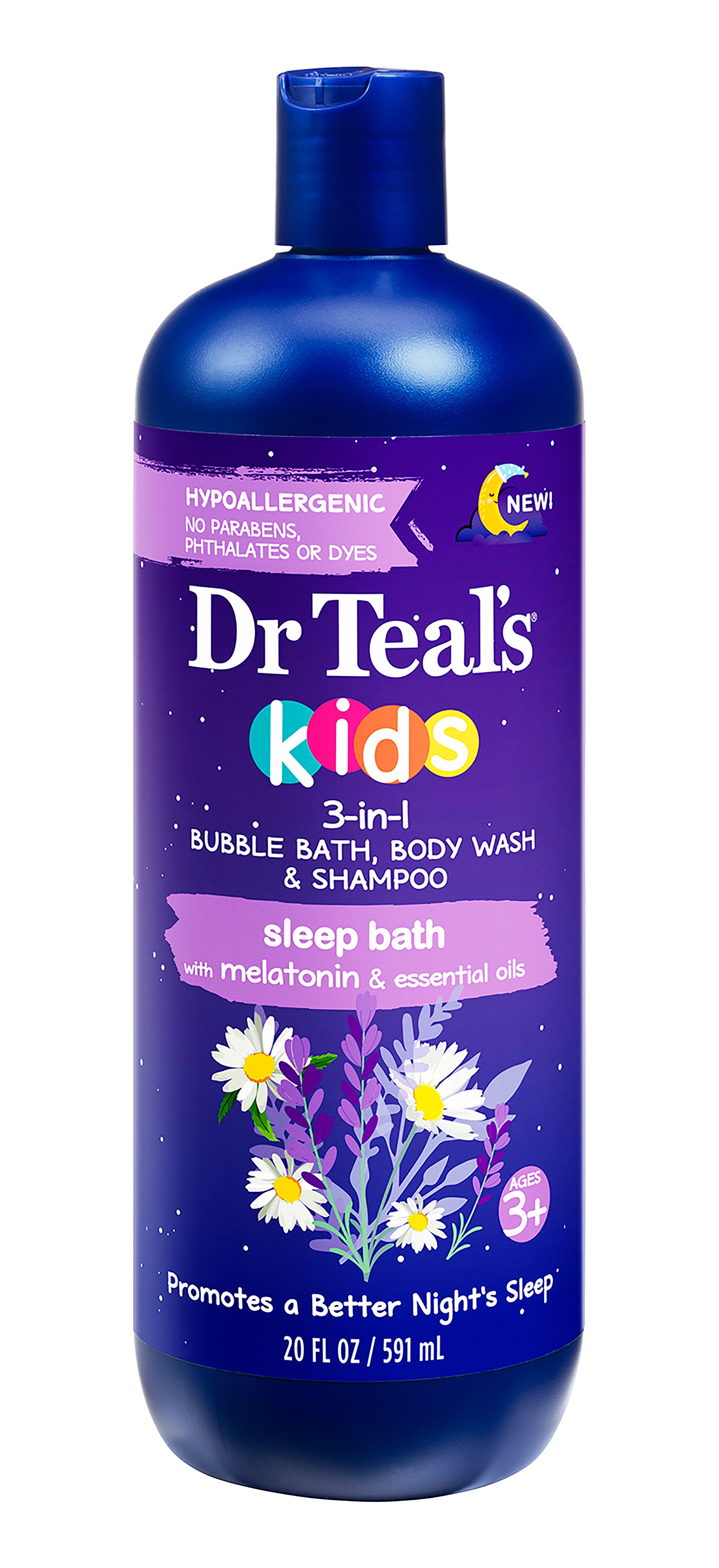 Dr Teal's Kids 3 in 1 Sleep Bubble Bath, Body Wash & Shampoo