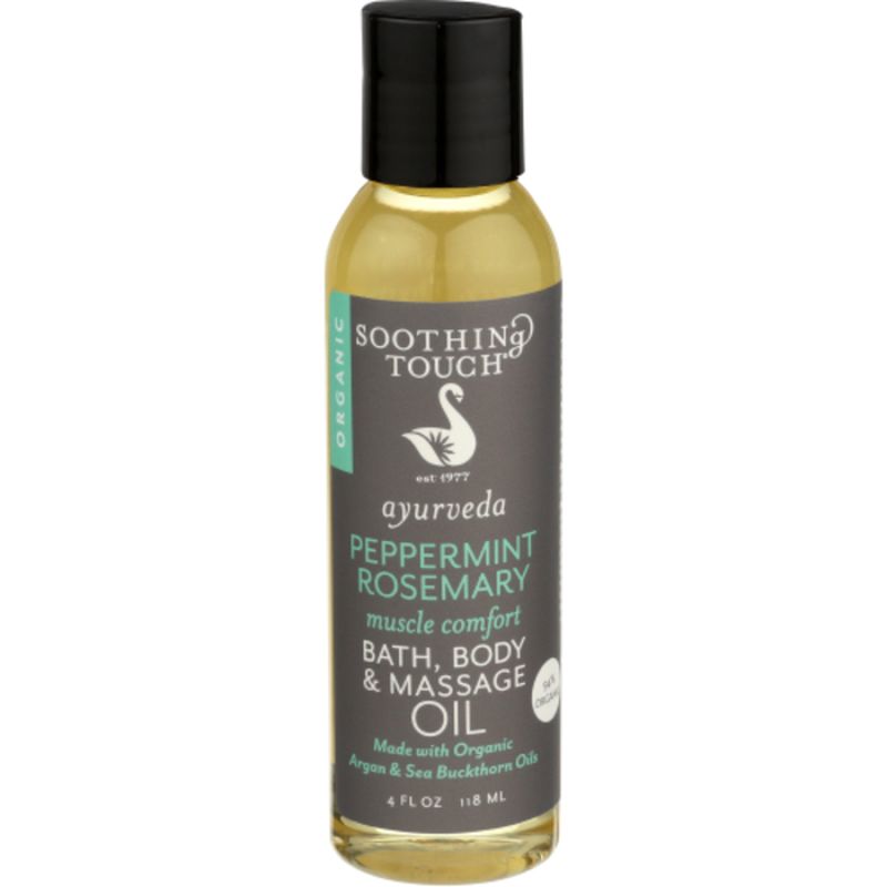 Soothing Touch Bath Body and Massage Oil - Organic - Ayurveda - Peppermint Rosemary - Muscle Comfort