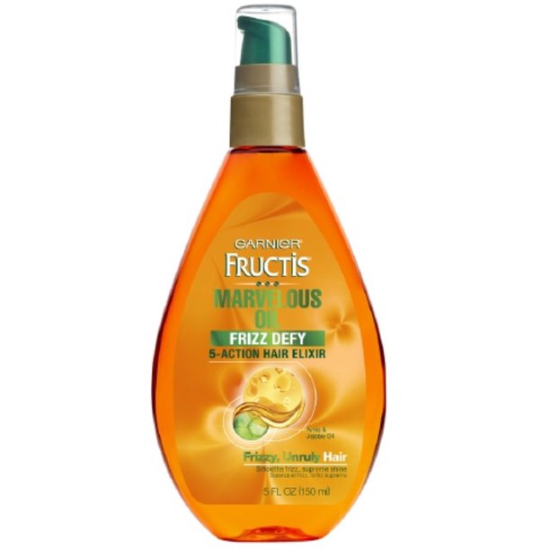 Garnier Fructis Frizz Defy Marvelous Oil 5-Action Hair Elixer, Frizzy Unruly Hair (2019 formulation)