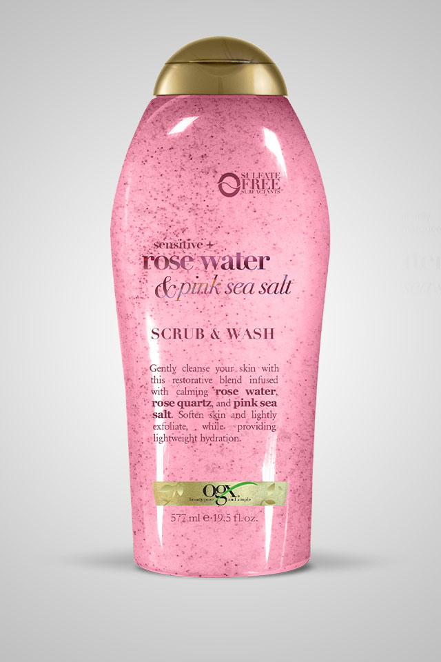 Ogx Sensitive+ Rose Water & Pink Sea Salt Scrub & Wash