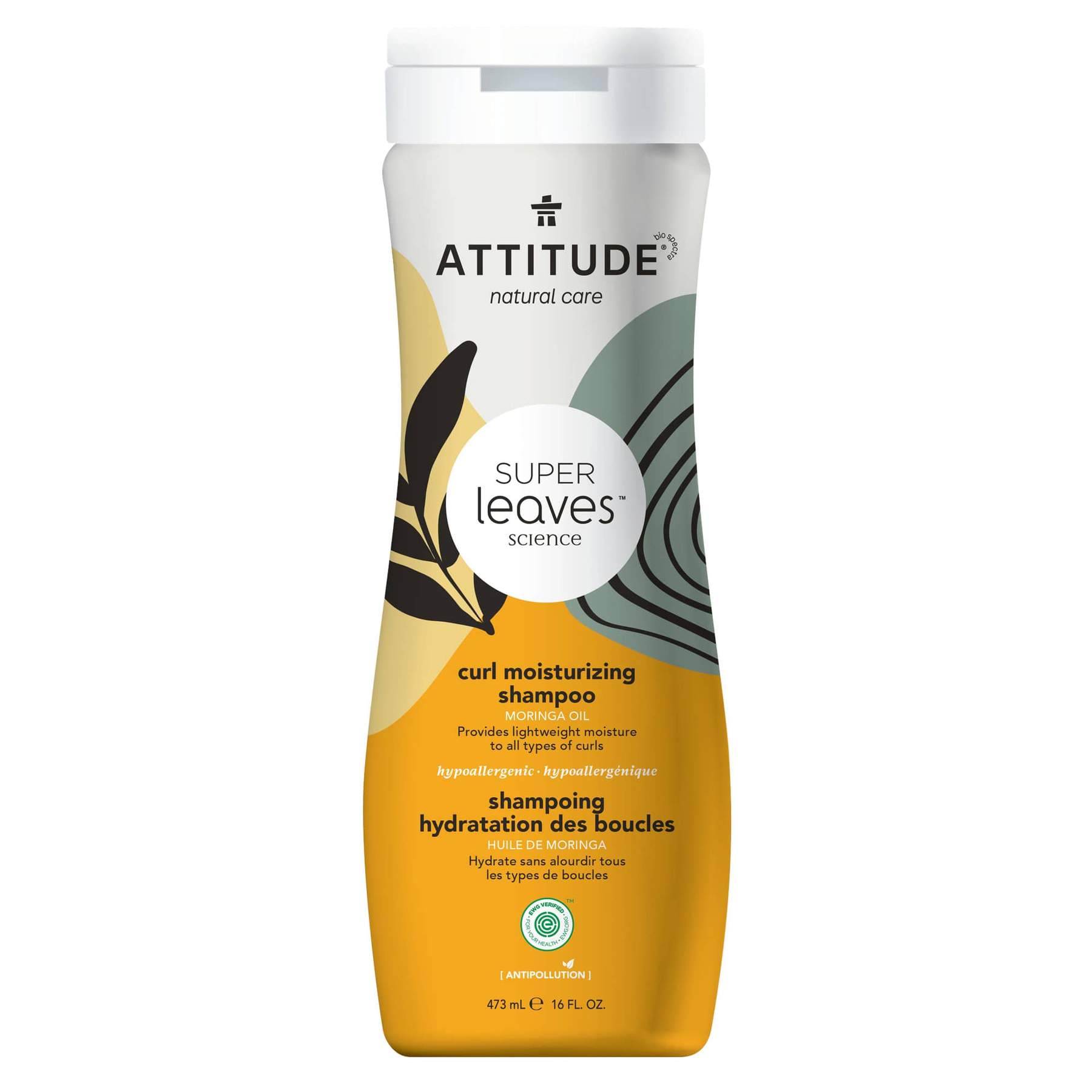 ATTITUDE Super Leaves Curl Moisturizing Shampoo, Moringa Oil