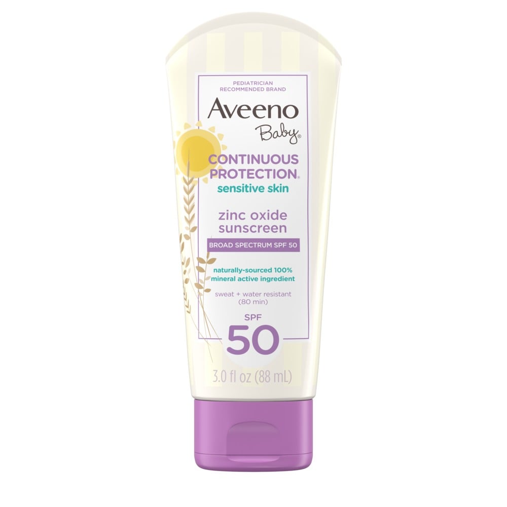 Aveeno Baby Continuous Protection Sensitive Skin Zinc Oxide Sunscreen Lotion, SPF 50