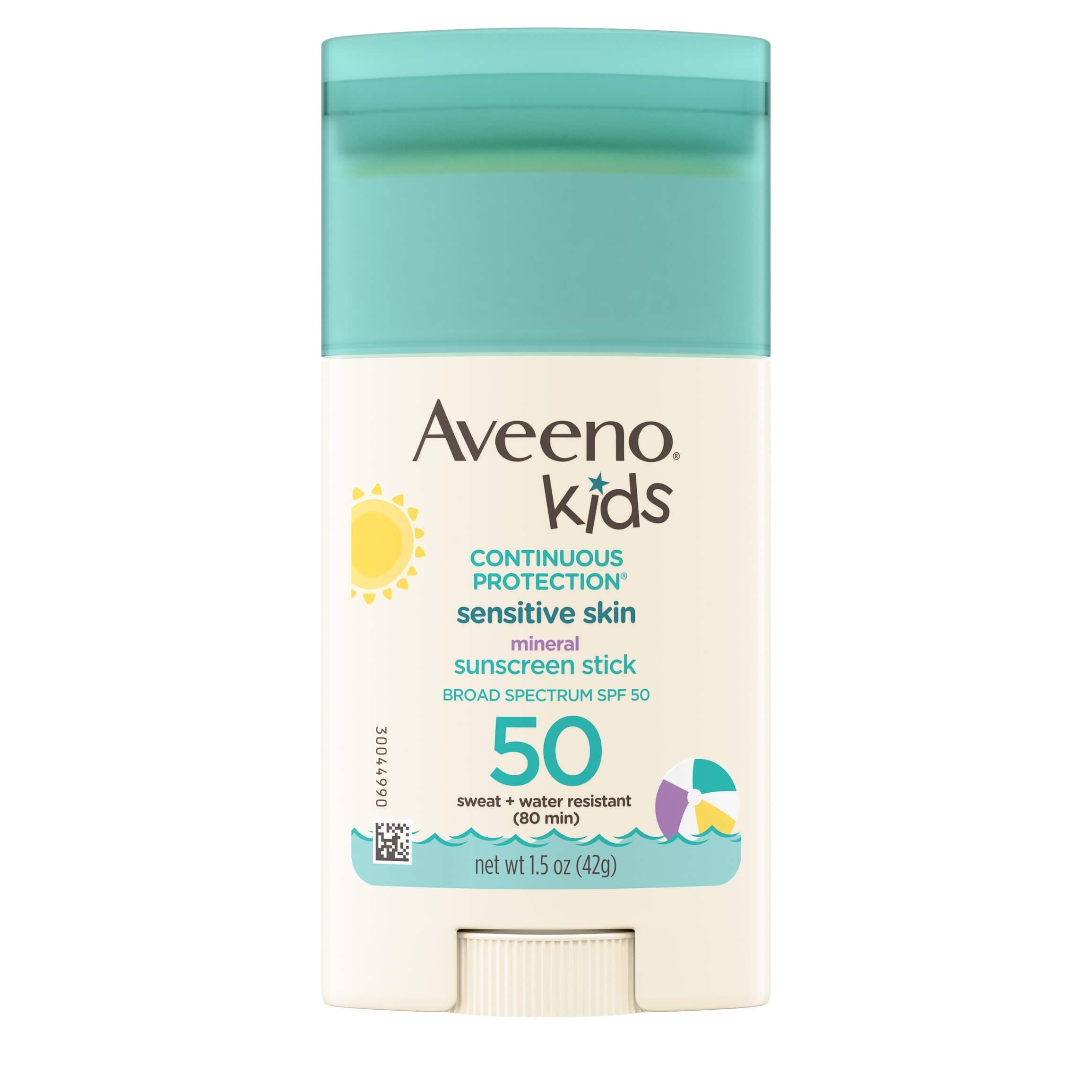 Aveeno Kids Continuous Protection Sensitive Skin Mineral Sunscreen Stick, SPF 50