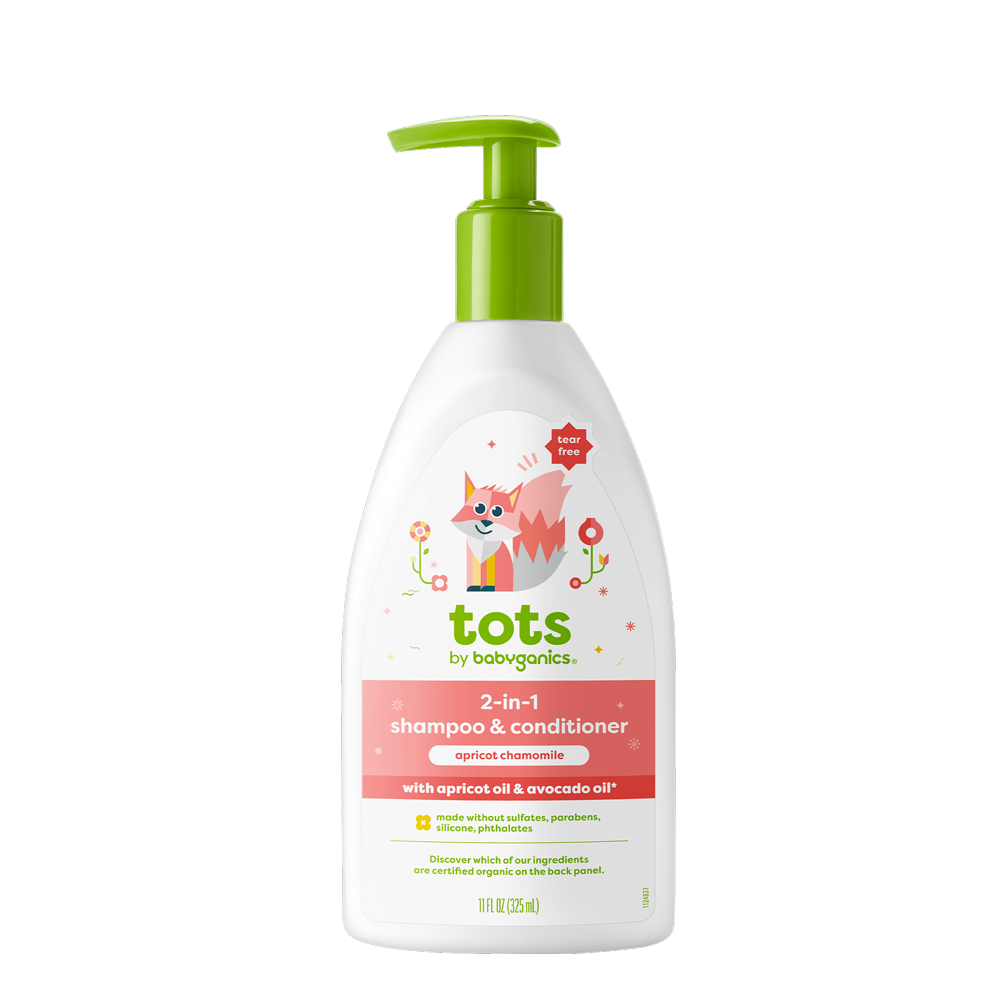 Babyganics Tots 2 in 1 Shampoo & Conditioner, Apricot Chamomile for Straight Hair 