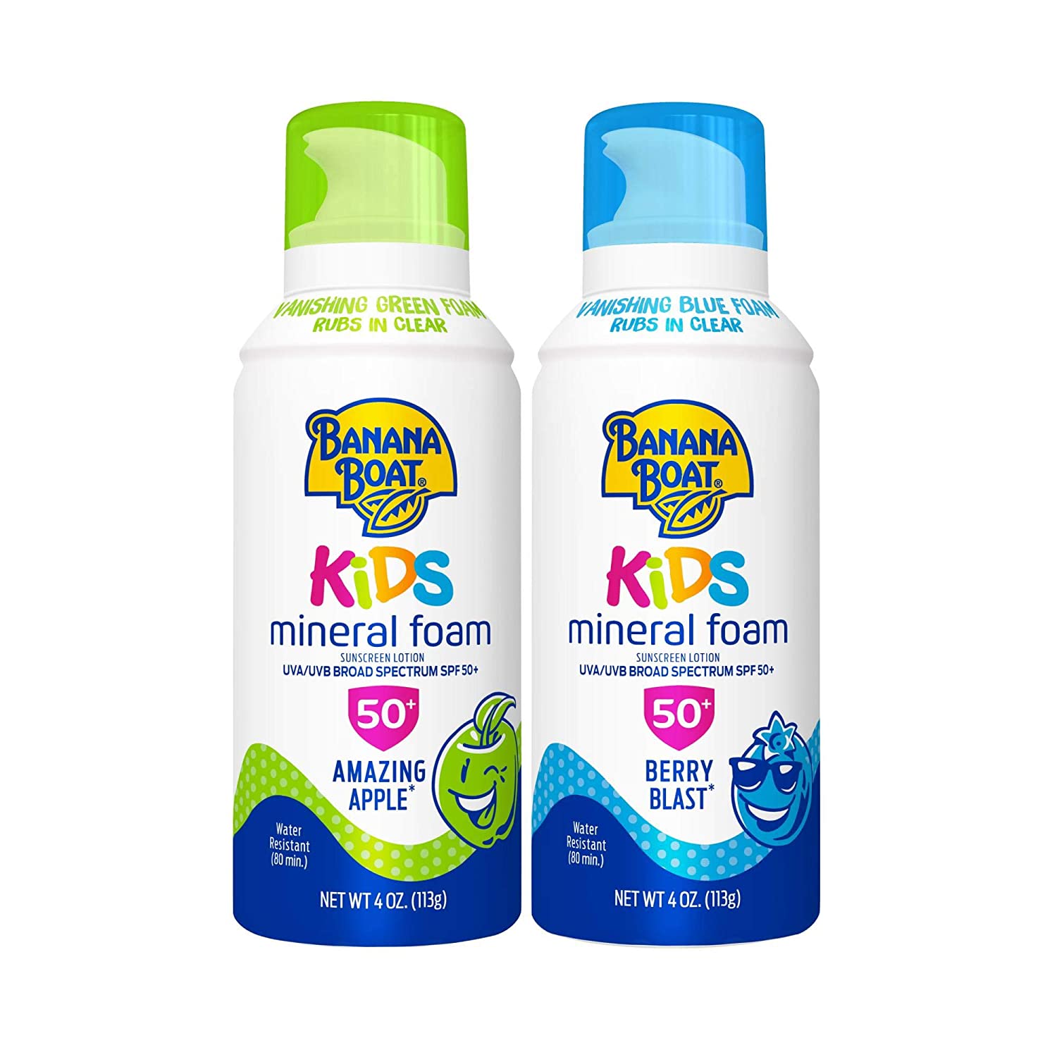 Banana Boat Kids Mineral Foam Sunscreen Lotion, Amazing Apple, SPF 50+