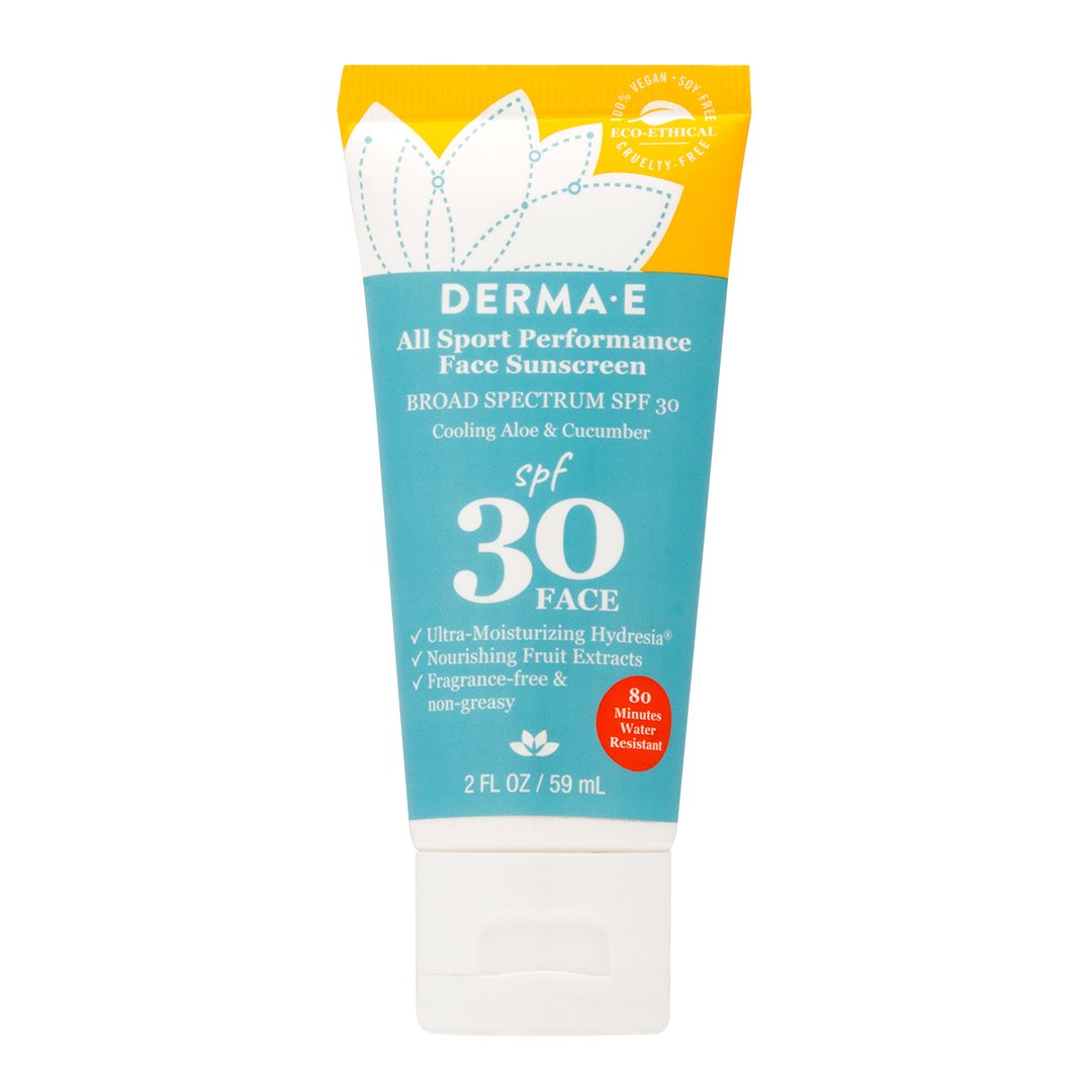 Derma E All Sport Performance Face Sunscreen, Cooling Aloe & Cucumber, SPF 30