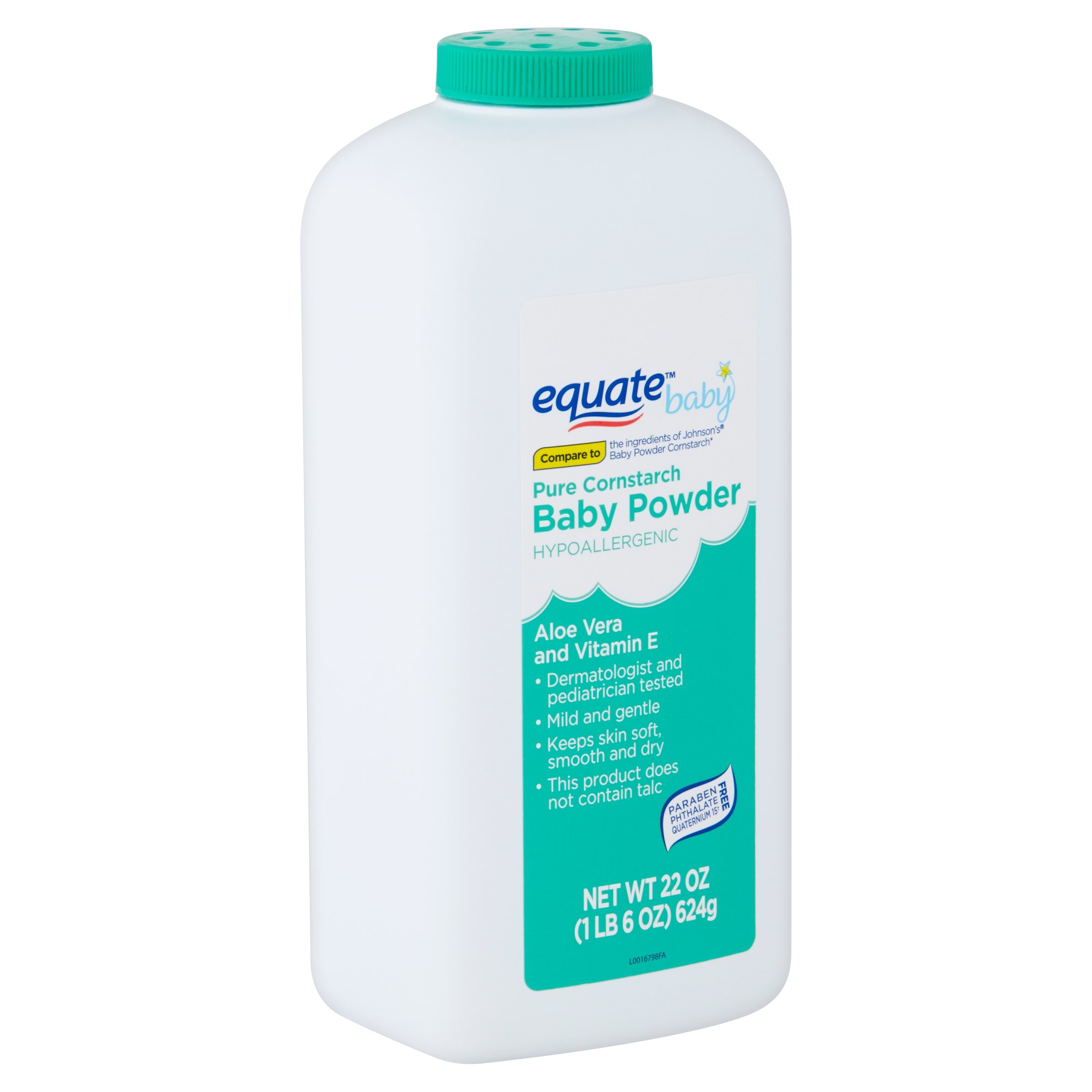 Equate Baby, Pure Cornstarch Baby Powder, Hypoallergenic, Aloe Vera & Vitamin E