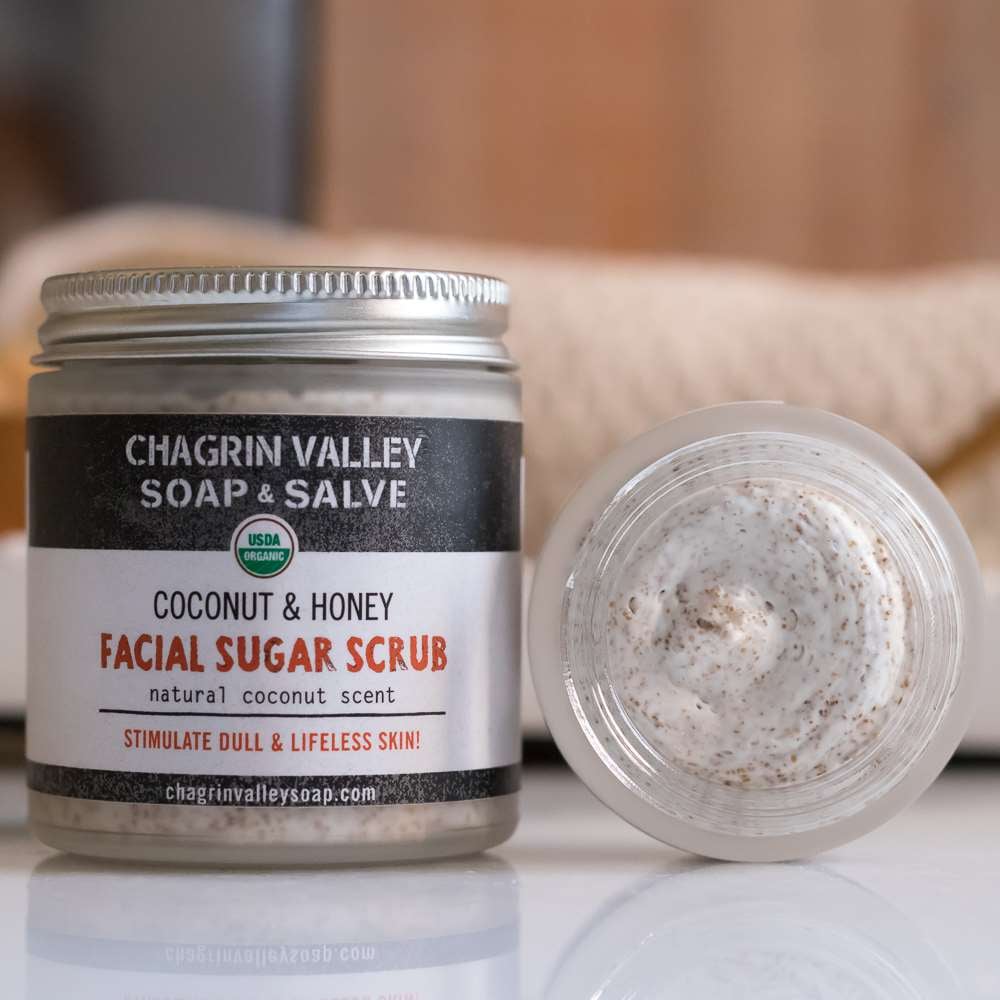 Chagrin Valley Soap & Salve Company Facial Sugar Scrub, Coconut & Honey