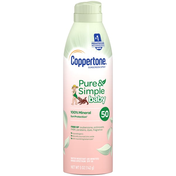 Coppertone Pure & Simple Baby Sunscreen Continuous Spray, SPF 50