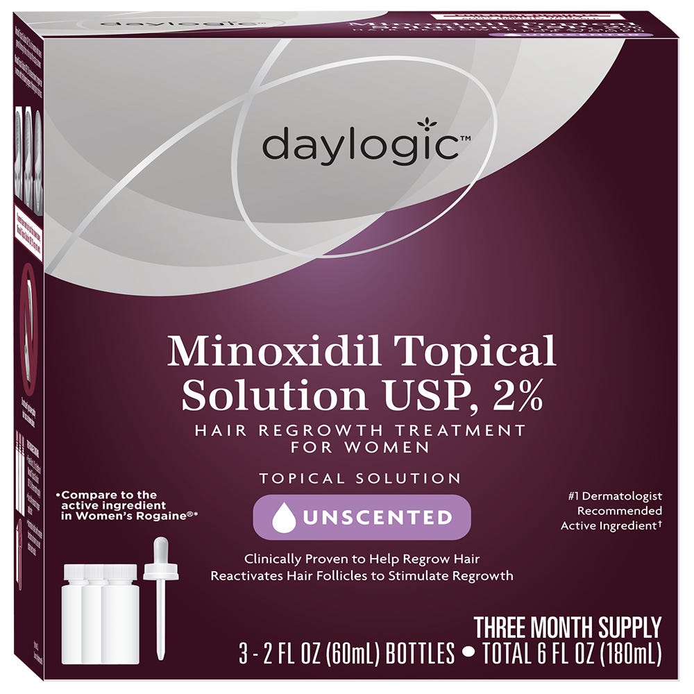 EWG Skin Deep® Daylogic, Minoxidil Topical Solution Usp, 2%, Hair Regrowth Treatment for