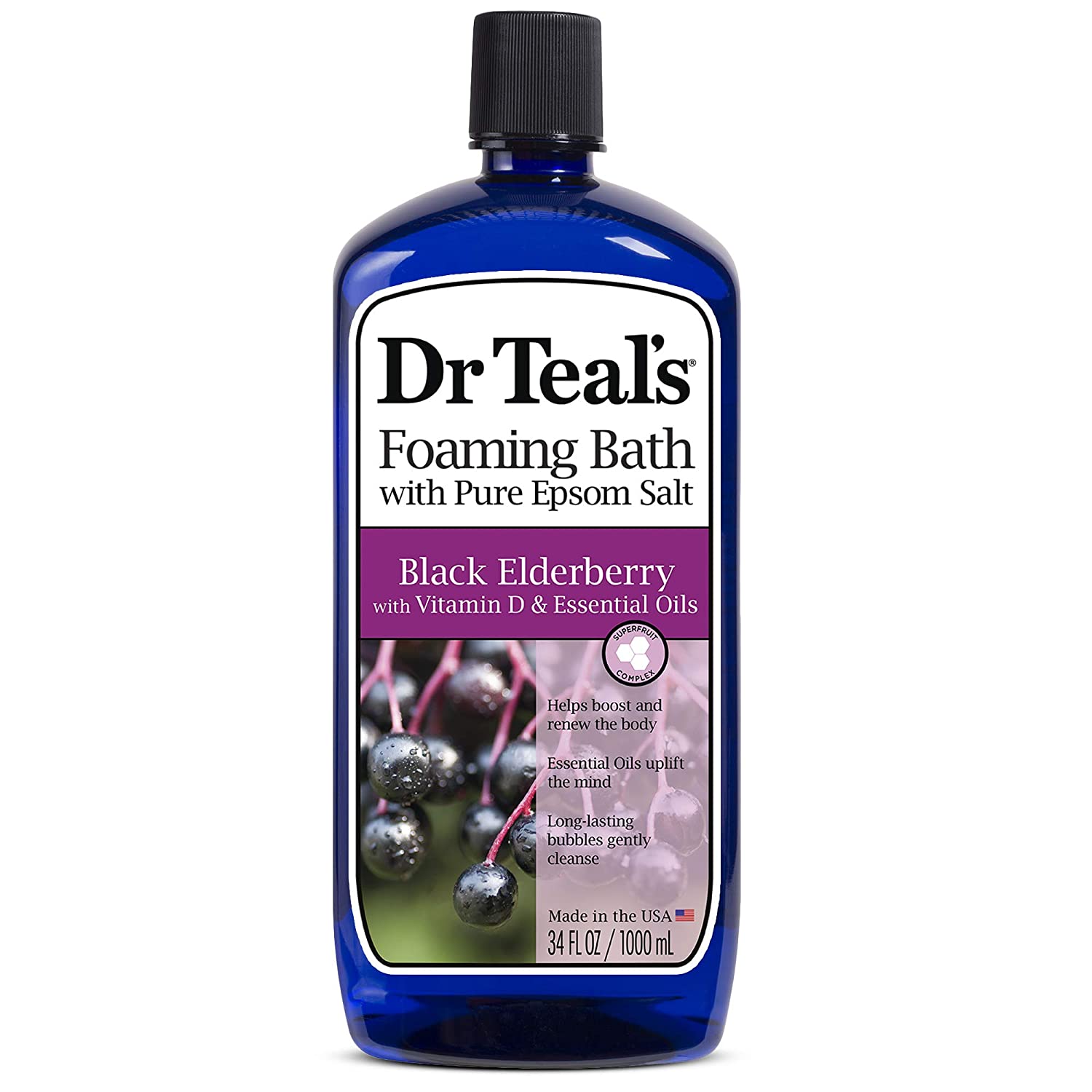 Dr Teal's, Body Wash With Pure Epsom Salt, Black Elderberry