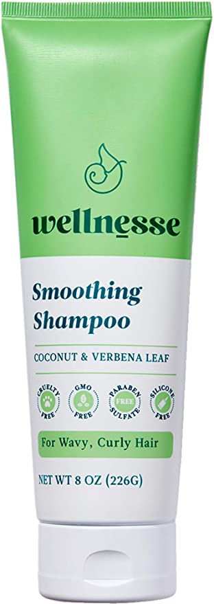 Wellnesse Smoothing Shampoo for Wavy, Curly Hair, Coconut & Verbena Leaf