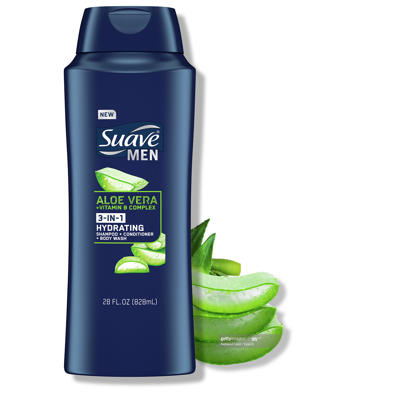 Suave Men 3 in 1 Hydrating Shampoo + Conditioner + Body Wash, Aloe Vera+Vitamin B Complex (2020 formulation)