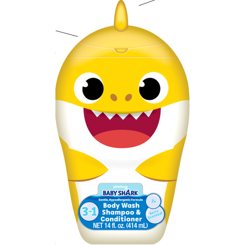 Pinkfong Baby Shark Gentle, Hypoallergenic Formula Body Wash Shampoo & Conditioner