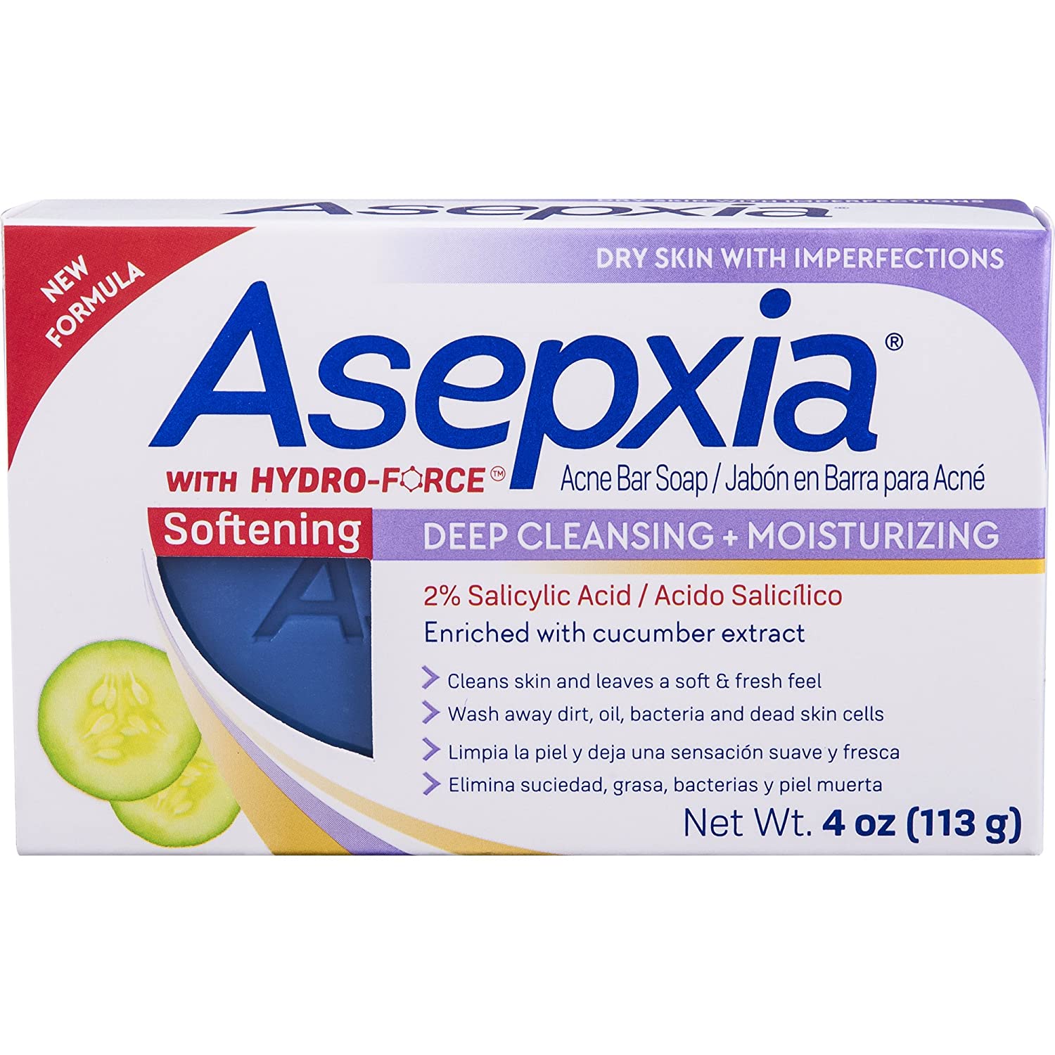 Asepxia, Softening Deep Cleansing Moisturizing Acne Bar Soap