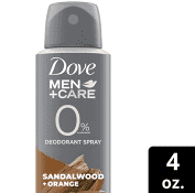 Dove Men+care 0% Aluminum Deodorant Spray, Sandalwood + Orange
