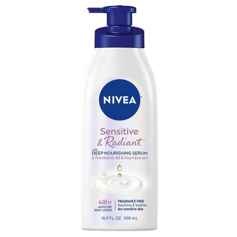 Nivea Sensitive & Radiant Moisture Body Lotion, Fragrance Free