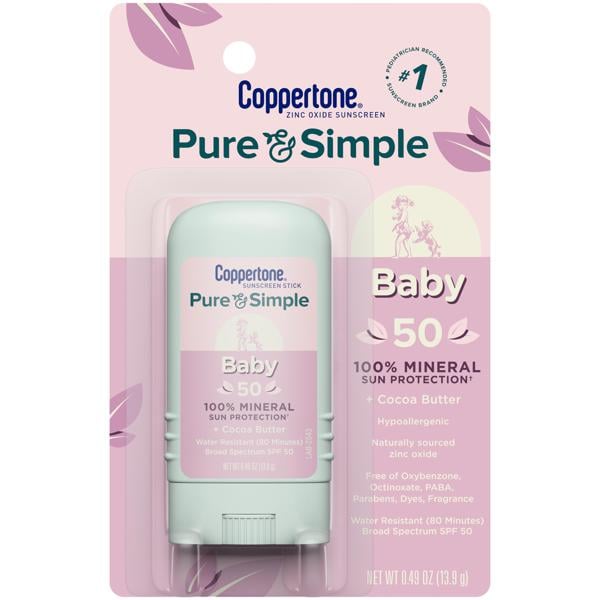 Coppertone Pure & Simple Baby Sunscreen Stick, SPF 50