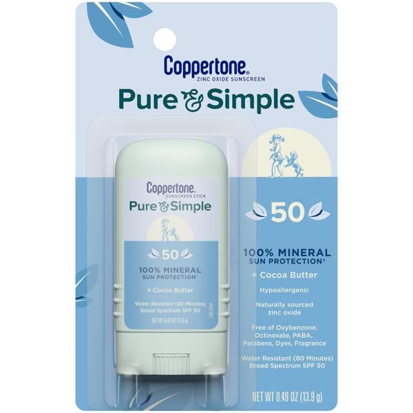 Coppertone Pure & Simple Sunscreen Stick, SPF 50