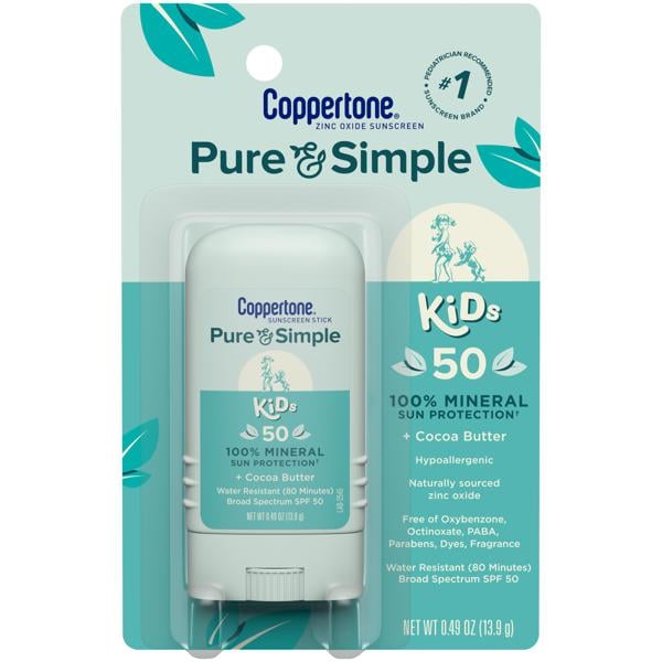 Coppertone Pure & Simple Kids Sunscreen Stick, SPF 50