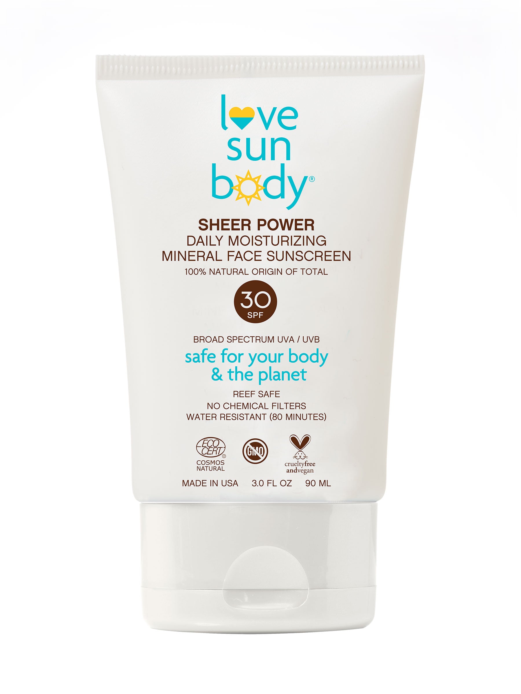 Love Sun Body Sheer Power Daily Moisturizing Mineral Face Sunscreen, SPF 30