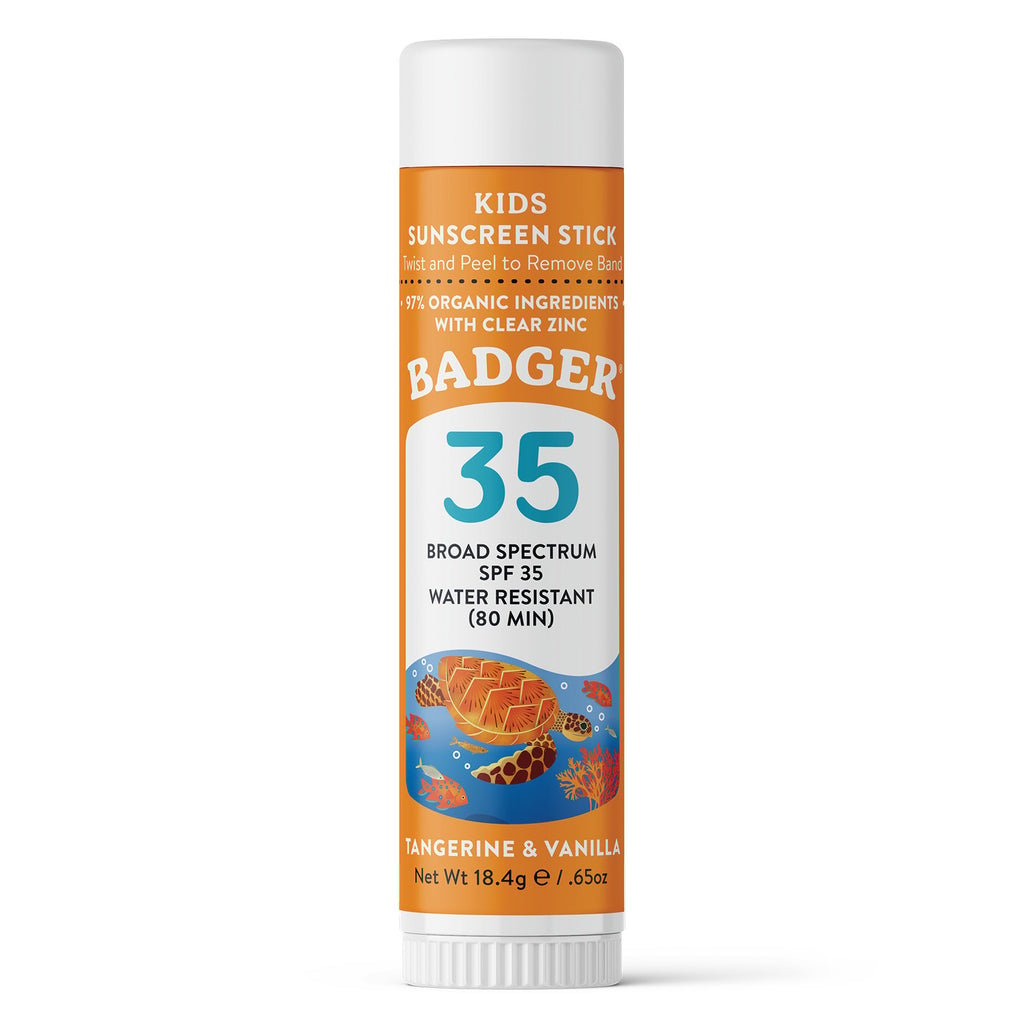 Badger Kids Mineral Face Sunscreen Stick, Tangerine & Vanilla, SPF 35