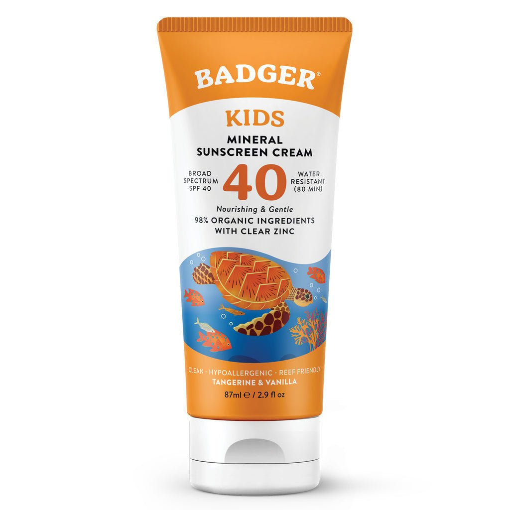 Badger Kids Mineral Sunscreen Cream, Tangerine & Vanilla, SPF 40