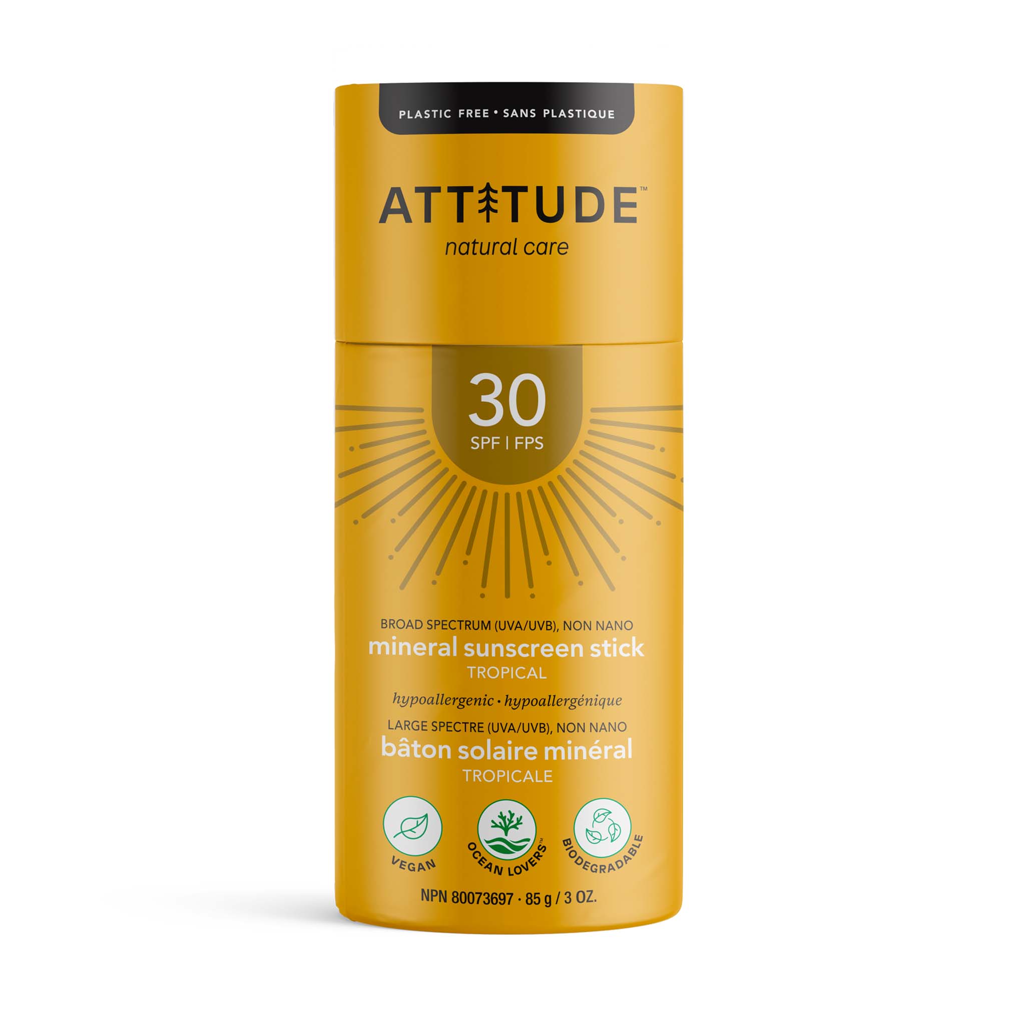 ATTITUDE Mineral Sunscreen Stick, Tropical, SPF 30