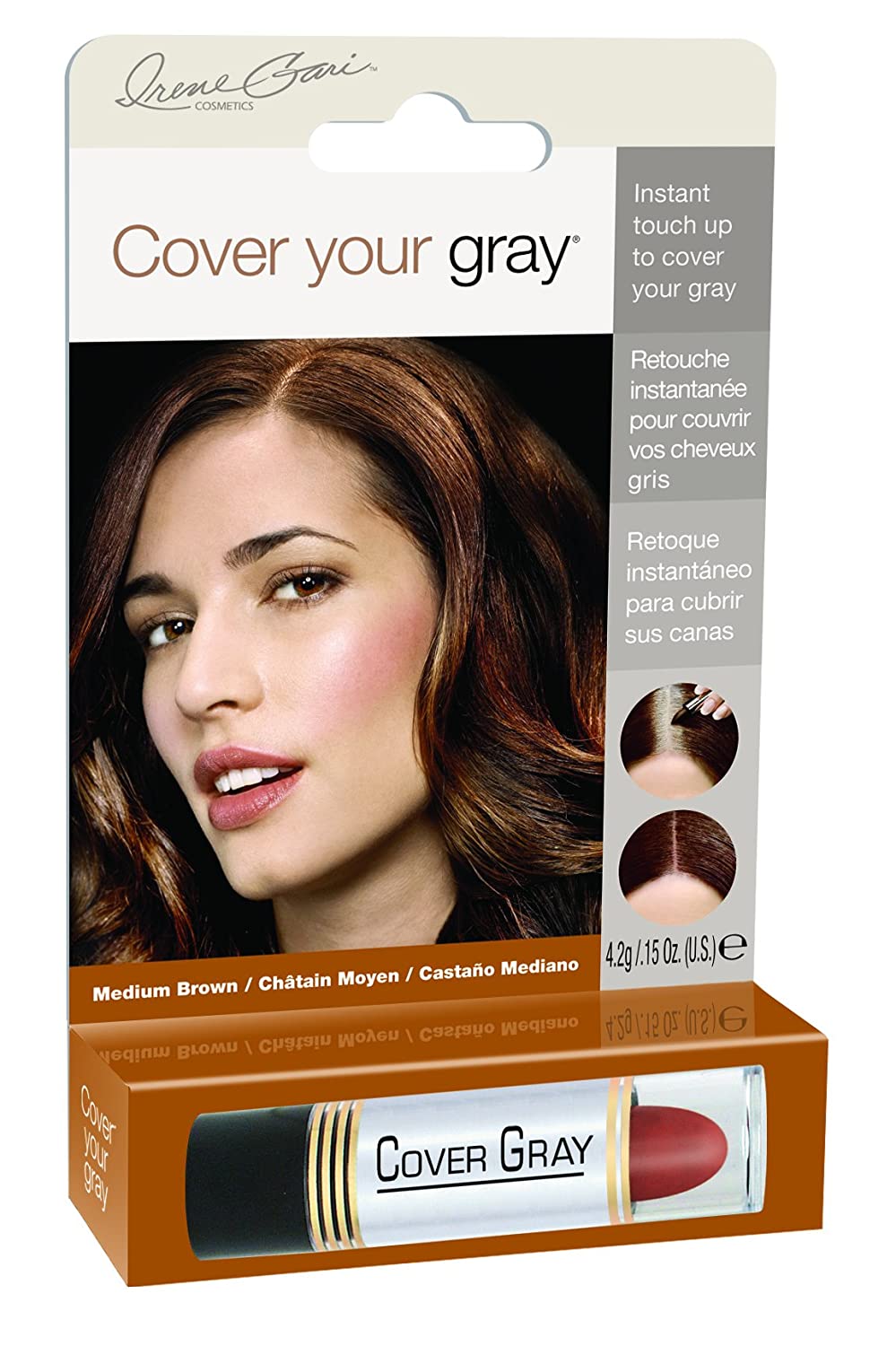 Cover That Gray Instant Hair Touch Up Stick Lipstick Applicator, Medium Brown