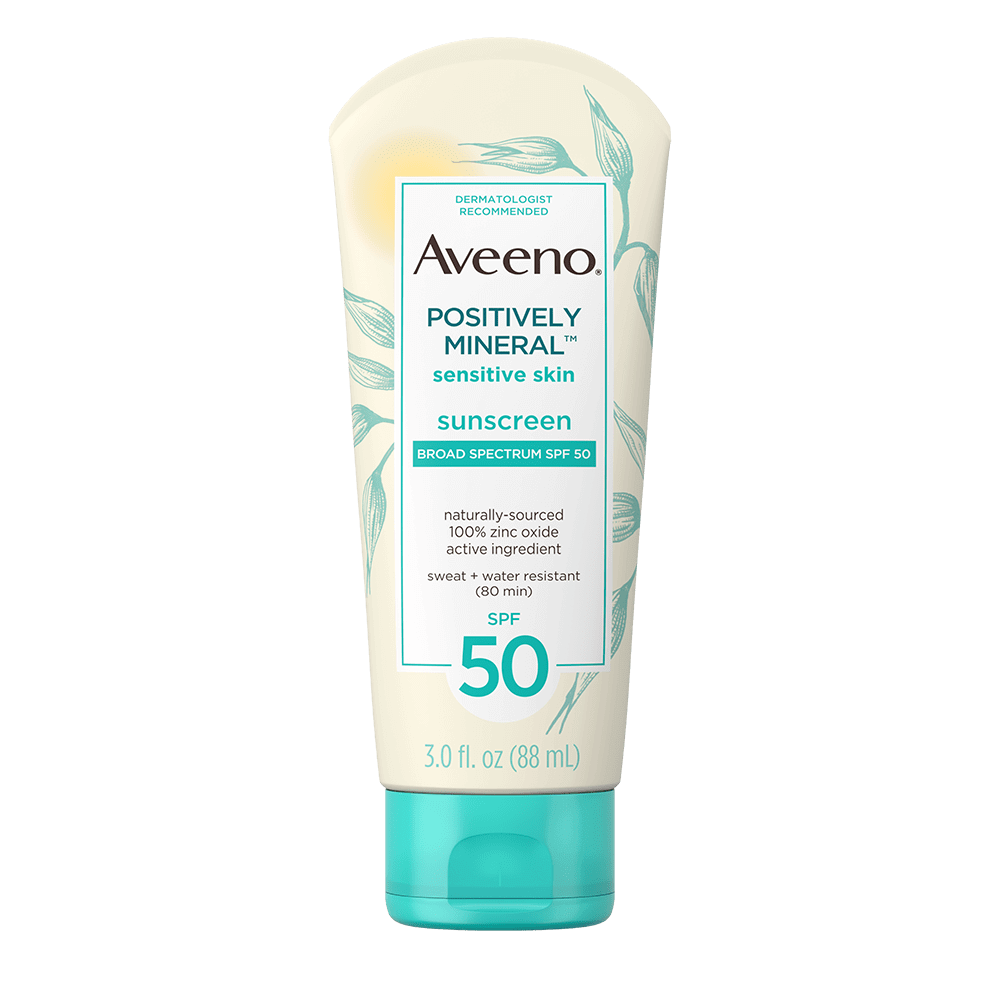 Aveeno Positively Mineral Sensitive Skin Sunscreen Lotion, Face, SPF 50