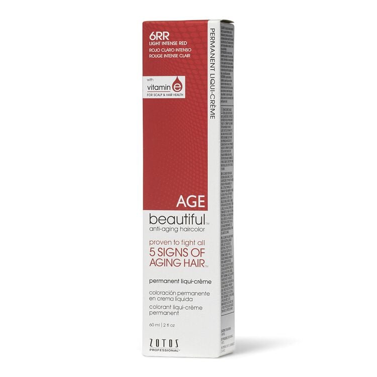 Zotos Professional Age Beautiful Permanent Liqui-Creme Anti Aging Haircolor, Light Intense Red 6 RR