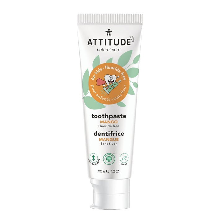 ATTITUDE Toothpaste for Kids, Fluoride Free, Mango 