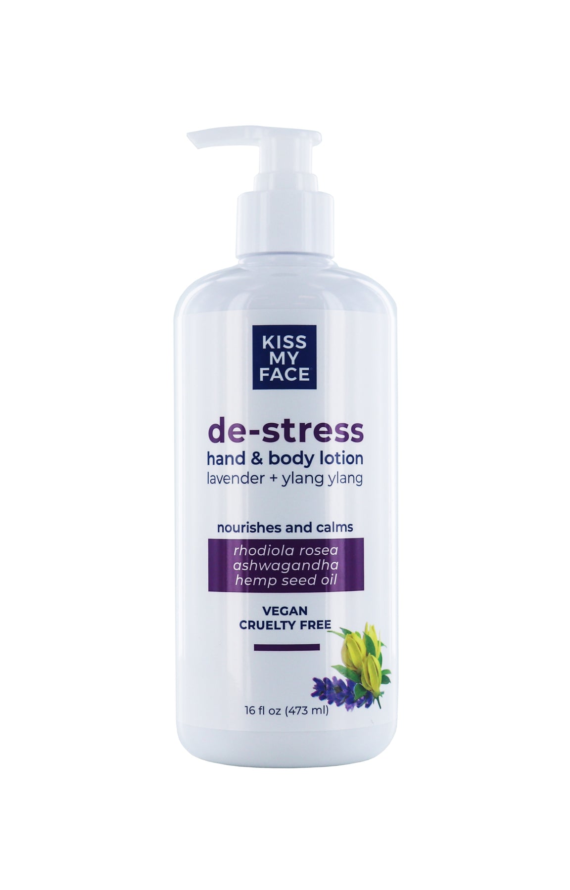 Kiss My Face De-Stress Hand & Body Lotion, Lavender + Ylang Ylang