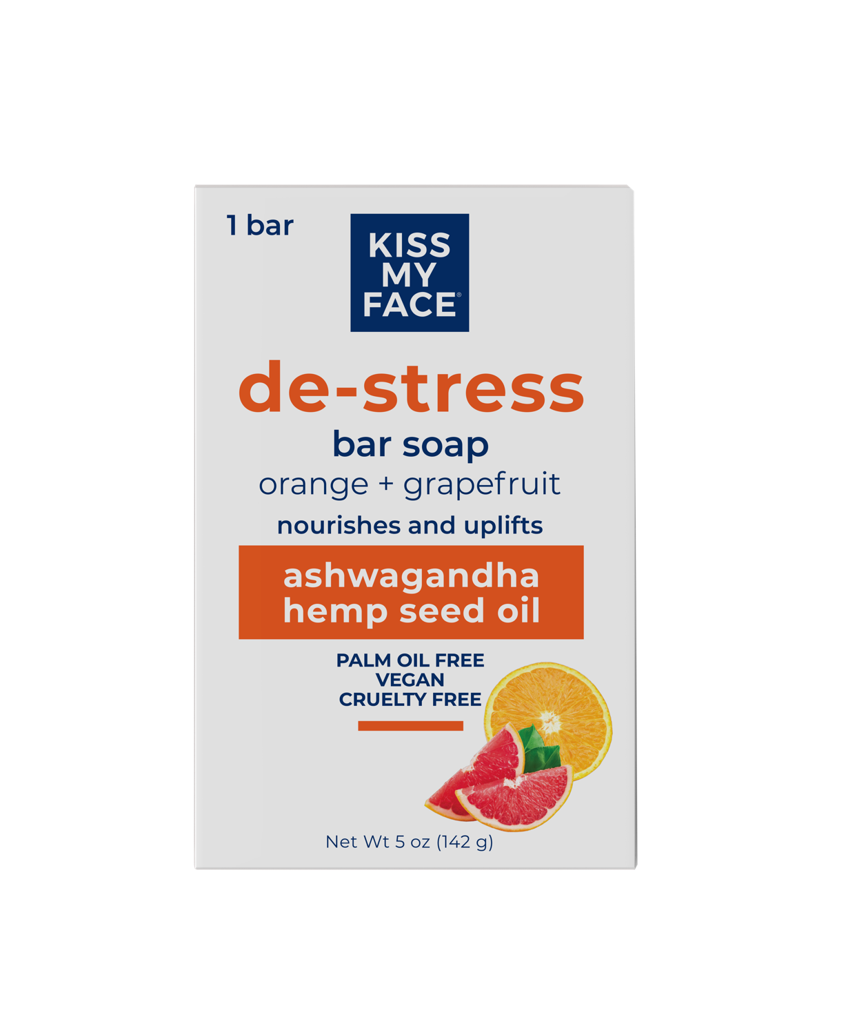 Kiss My Face De-Stress Bar Soap, Orange + Grapefruit