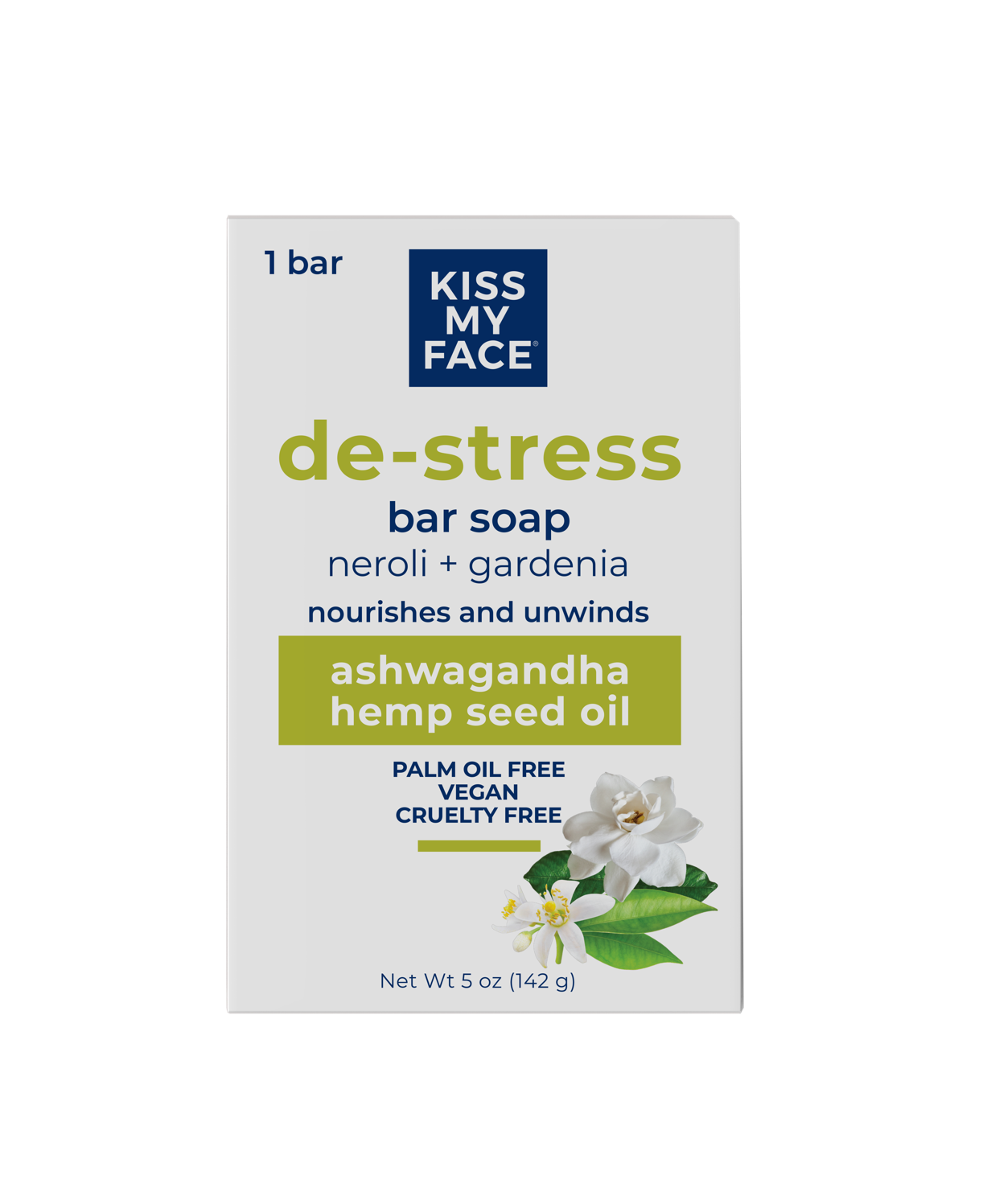 Kiss My Face De-Stress Bar Soap, Neroli + Gardenia