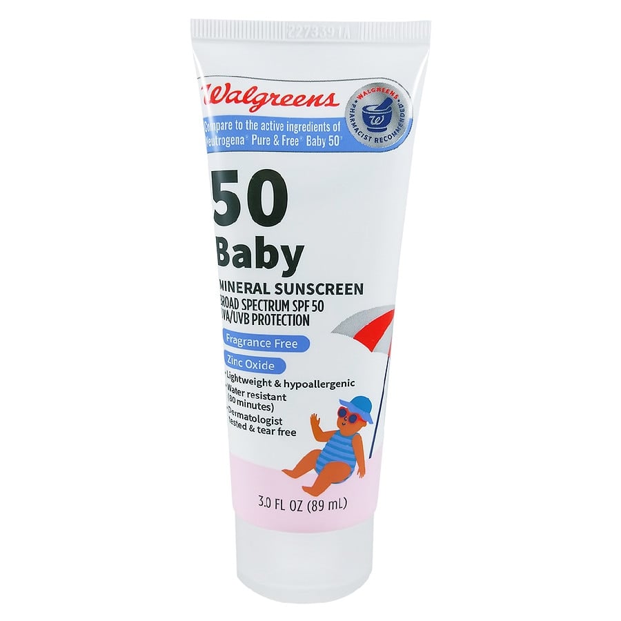 Walgreens Baby Mineral Sunscreen, Fragrance Free, SPF 50