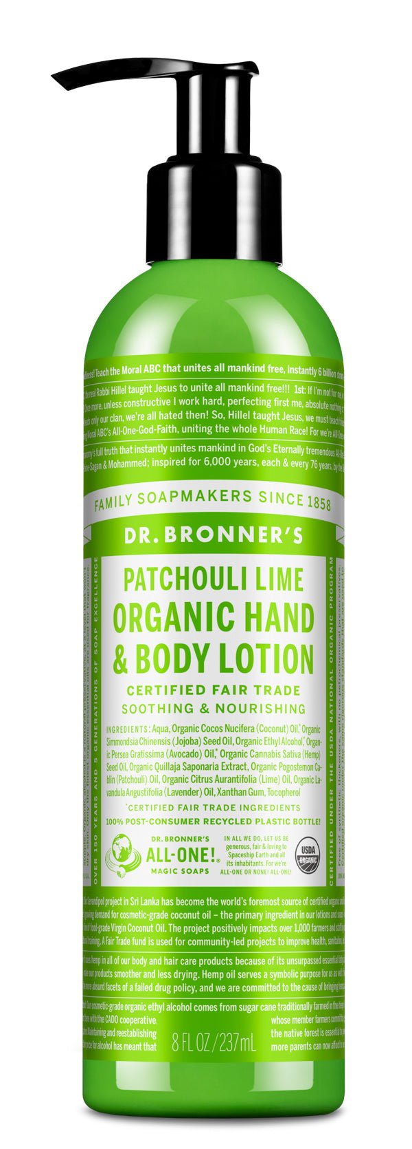 Dr. Bronner's Organic Hand & Body Lotion, Patchouli Lime