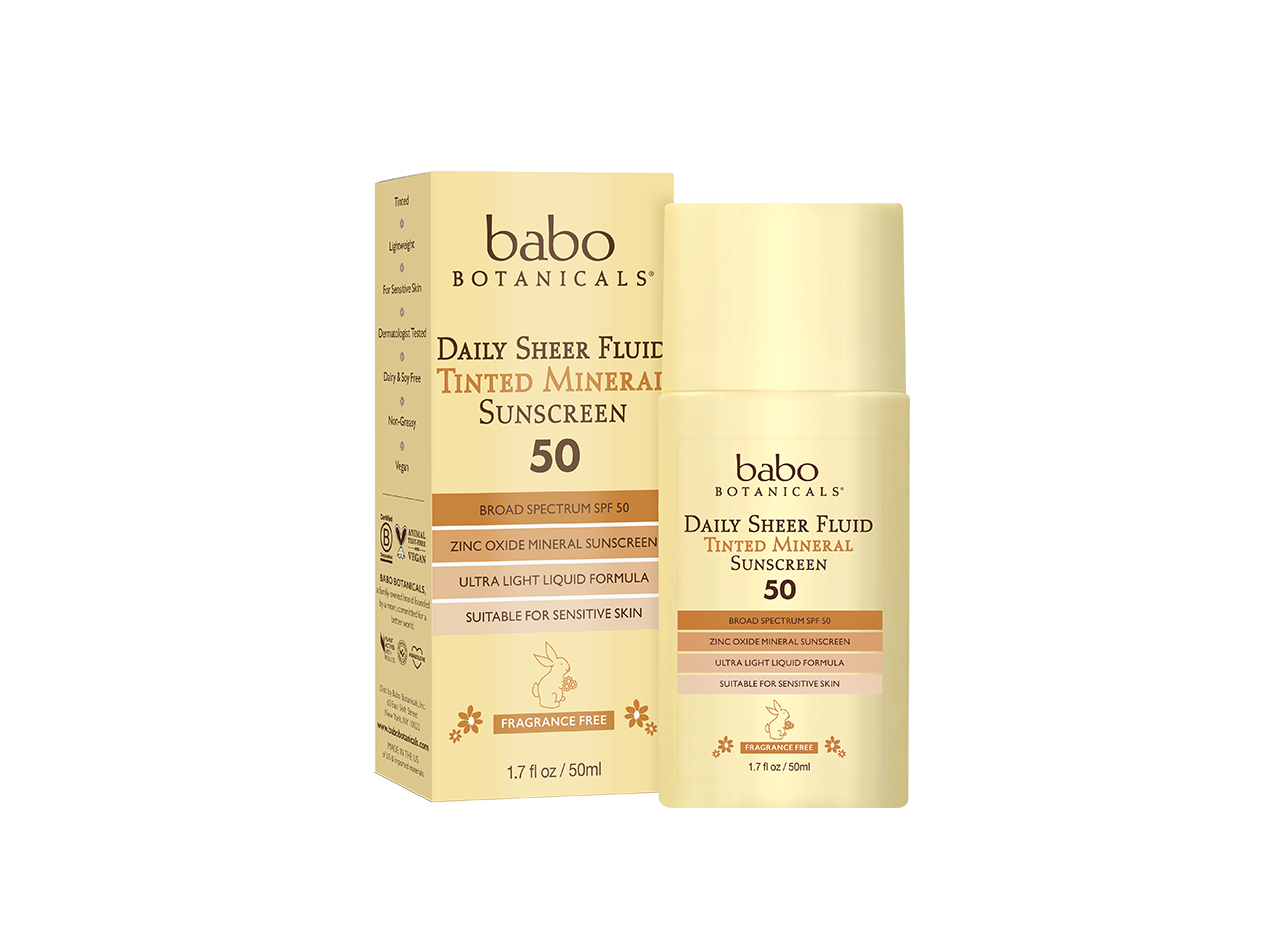 EWG rating for Babo Botanicals Daily Sheer Fluid Tinted Mineral Sunscreen Lotion, Fragrance Free