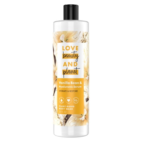 Love Beauty and Planet Plant Based Body Wash, Vanilla Bean & Hyaluronic Serum