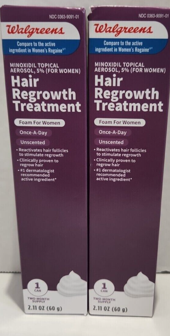 Walgreens Hair Regrowth Treatment for Women Minoxidil 2% Topical Aerosol, Unscented