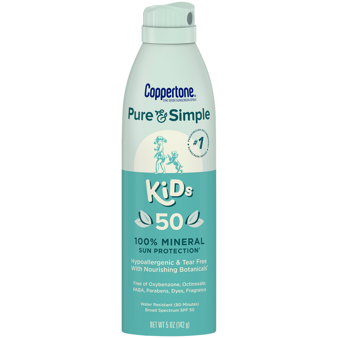 Coppertone Pure & Simple Kids Sunscreen Spray, SPF 50