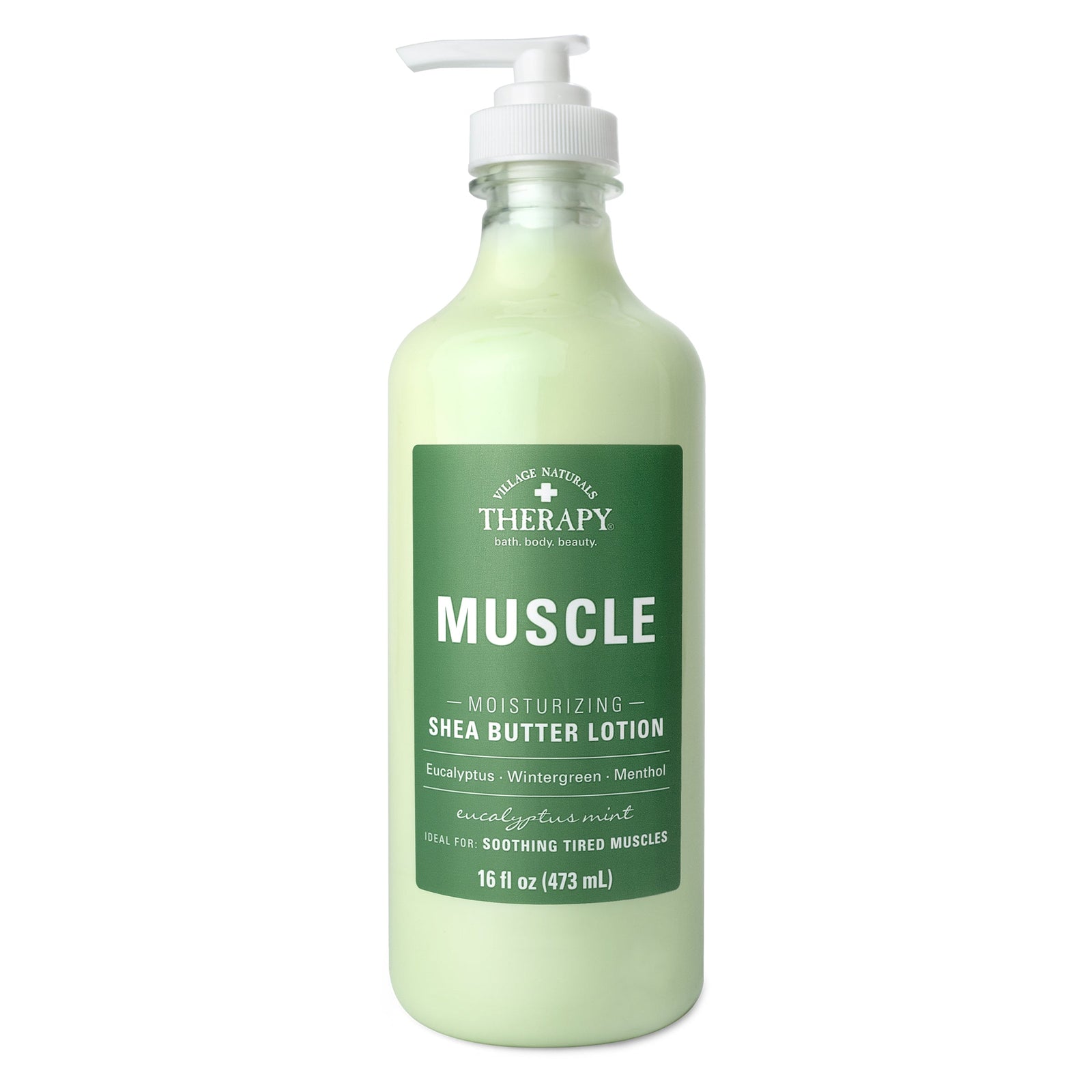 Village Naturals Therapy, Muscle, Moisturizing Shea Butter Lotion, Eucalyptus Mint + Menthol