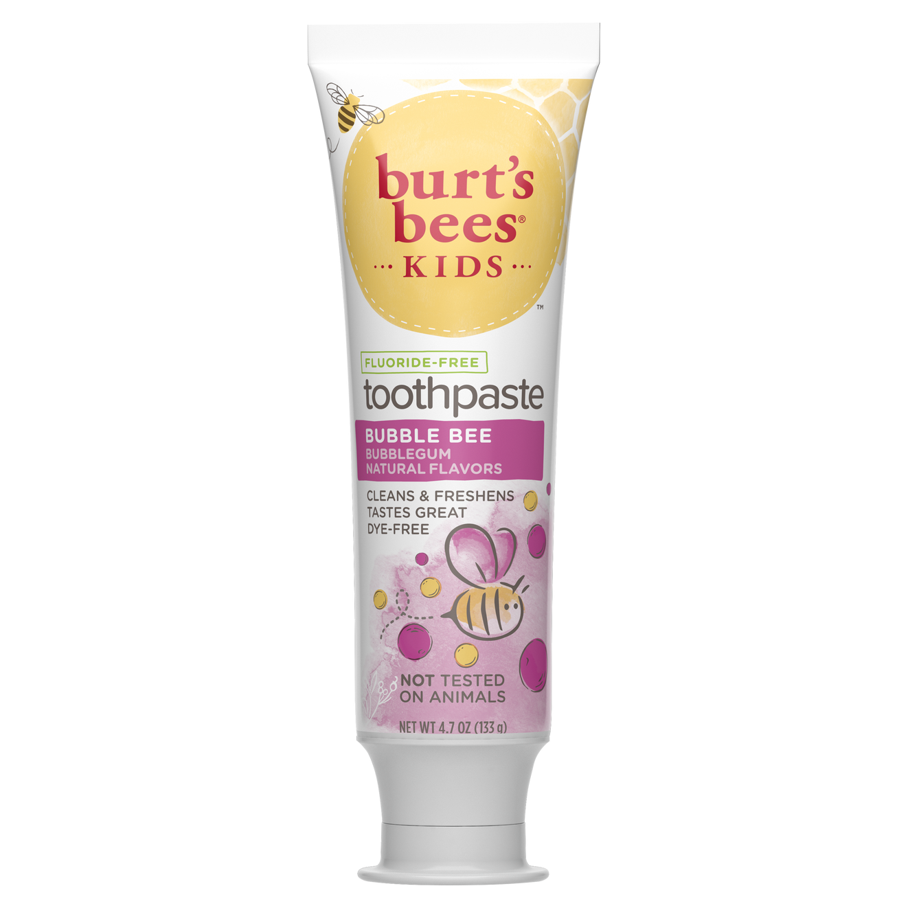 Burt's Bees Kids, Fluoride Free, Toothpaste, Bubble Bee, Bubble Bee