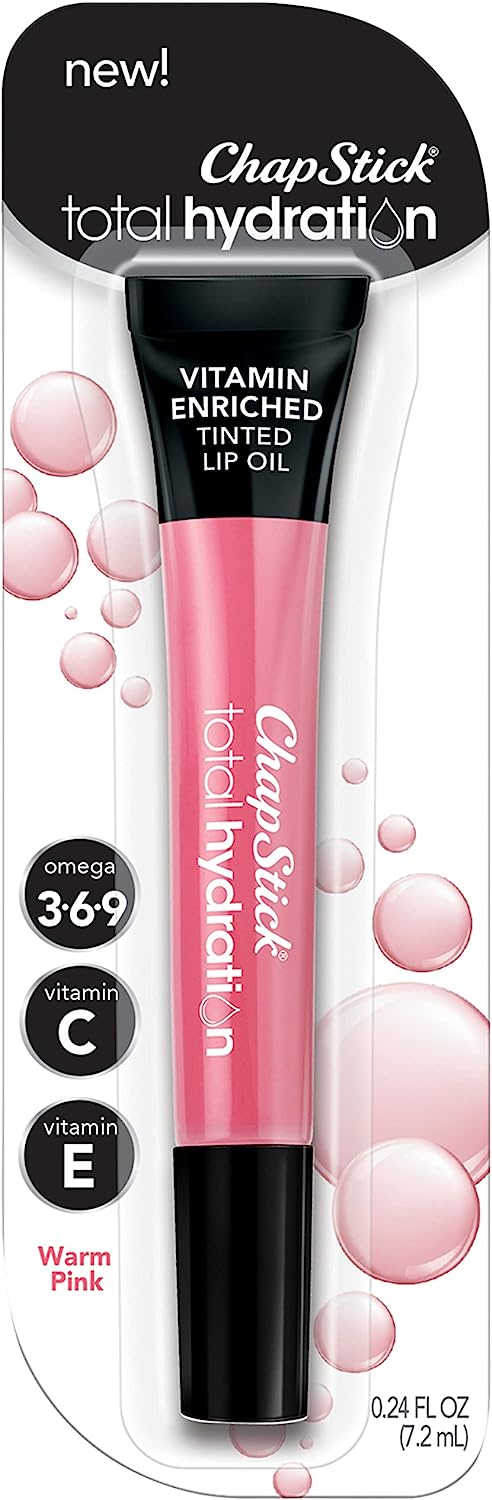 Chapstick, Total Hydration, Vitamin Enriched Tinted Lip Oil, Warm Pink