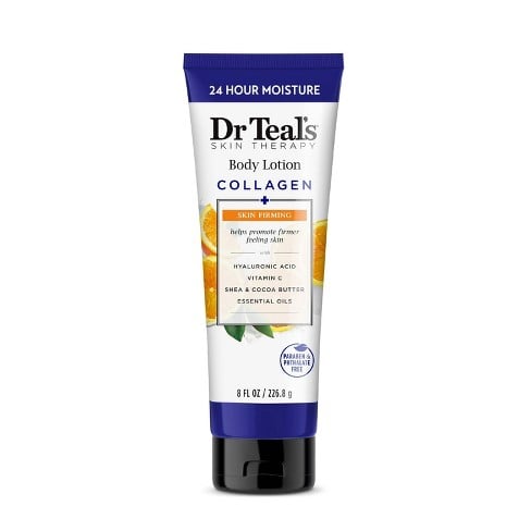 Dr Teal's Skin Therapy,  Collagen + Skin Firming Body Lotion With Hyaluronic Acid, Vitamin C, Shea & Cocoa Butter Essential Oils